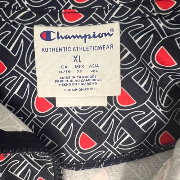 Champion Authentic Women's Track Suit Navy and Red C-Logo All Over Pattern Sz XL - Picture 4 of 12